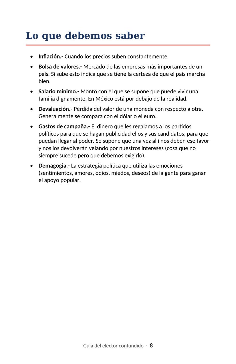 Hoja 8 de la Guía del elector confundido