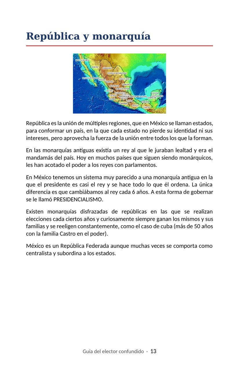 Hoja 13 de la Guía del elector confundido