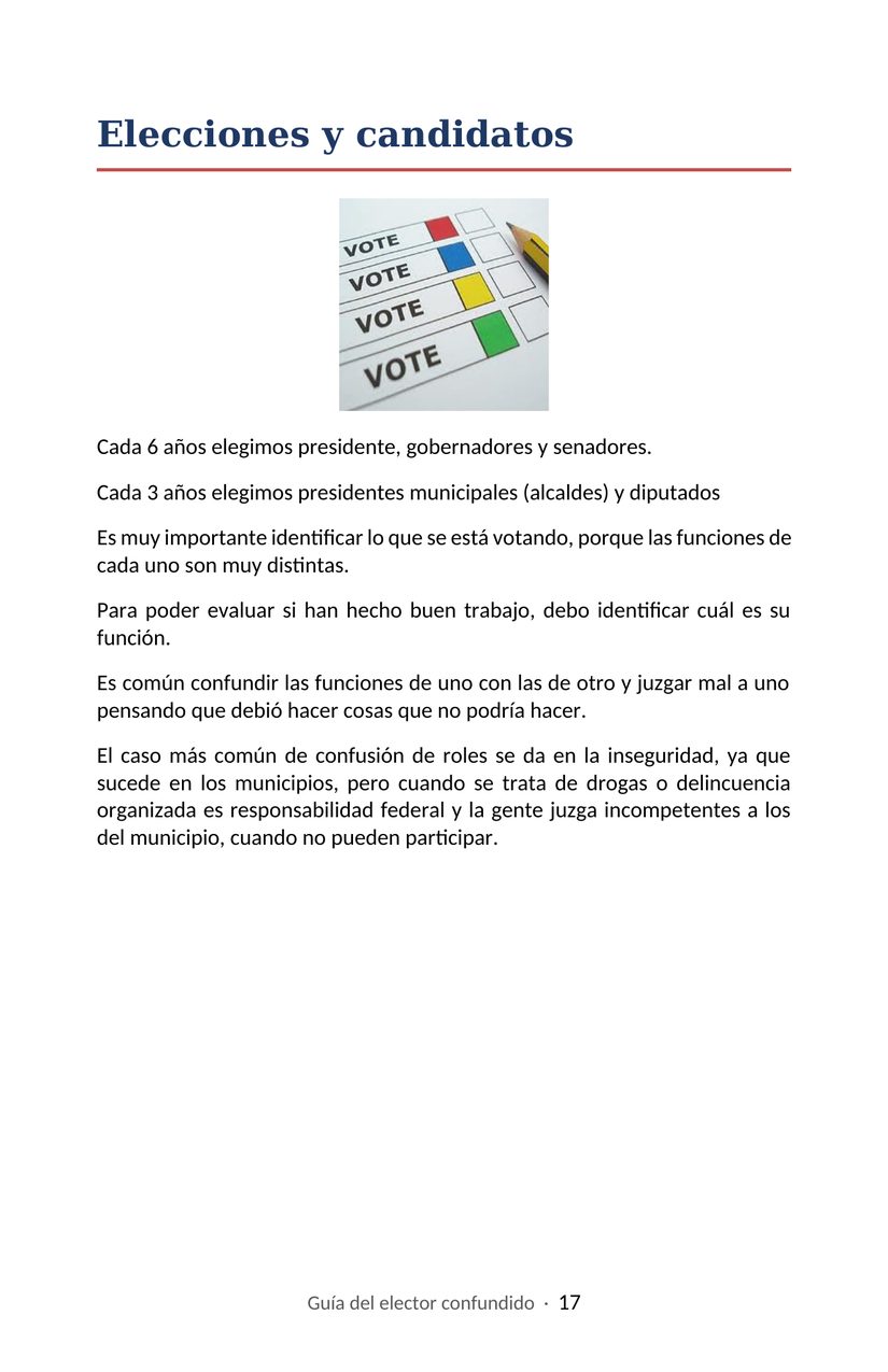 Hoja 17 de la Guía del elector confundido