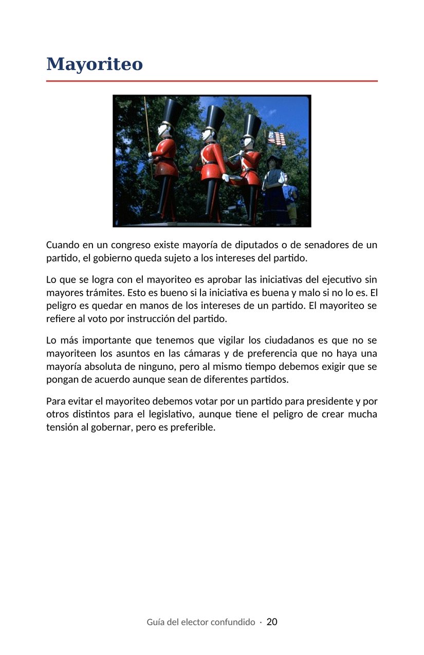 Hoja 20 de la Guía del elector confundido