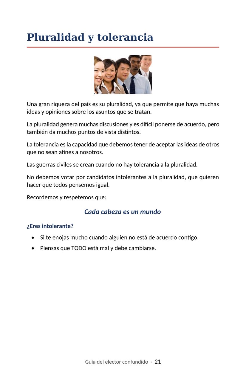 Hoja 21 de la Guía del elector confundido