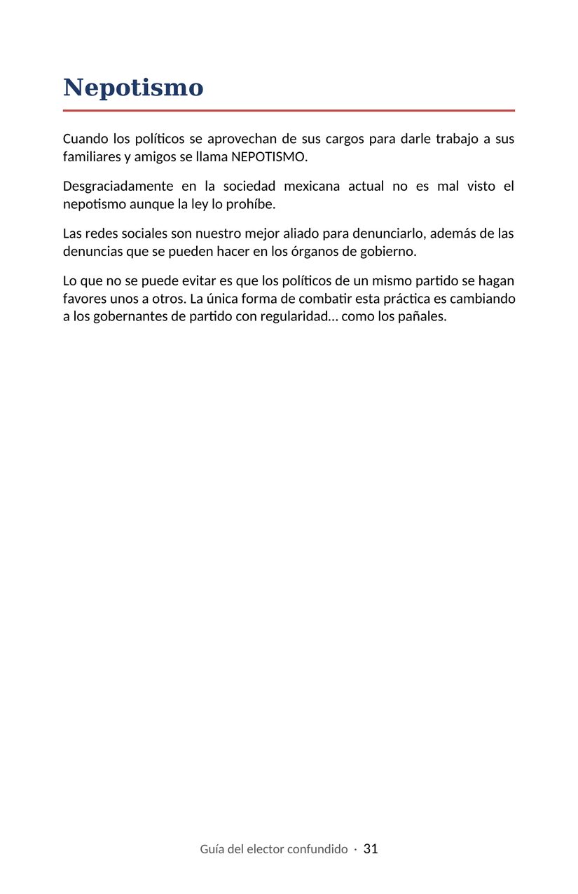 Hoja 31 de la Guía del elector confundido