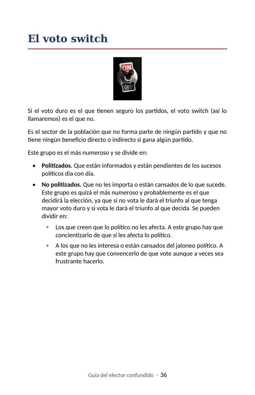 Hoja 36 de la Guía del elector confundido