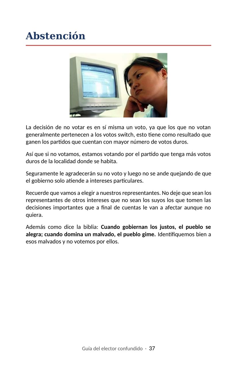 Hoja 37 de la Guía del elector confundido