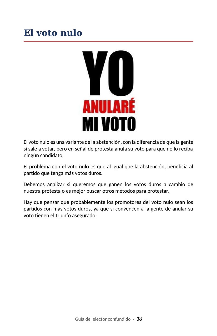Hoja 38 de la Guía del elector confundido