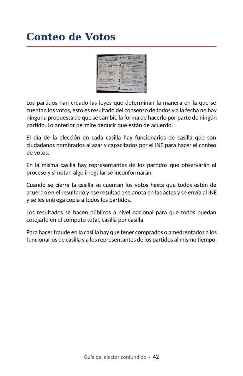 Hoja 42 de la Guía del elector confundido