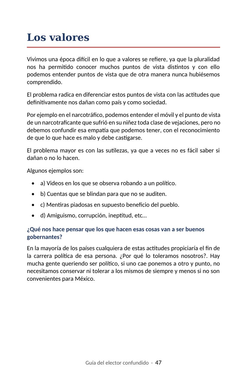 Hoja 47 de la Guía del elector confundido