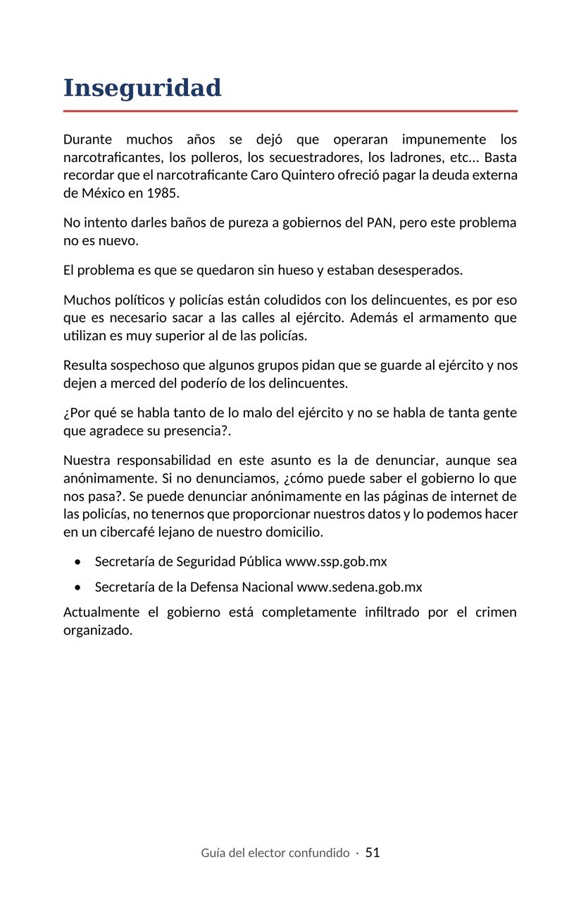 Hoja 51 de la Guía del elector confundido