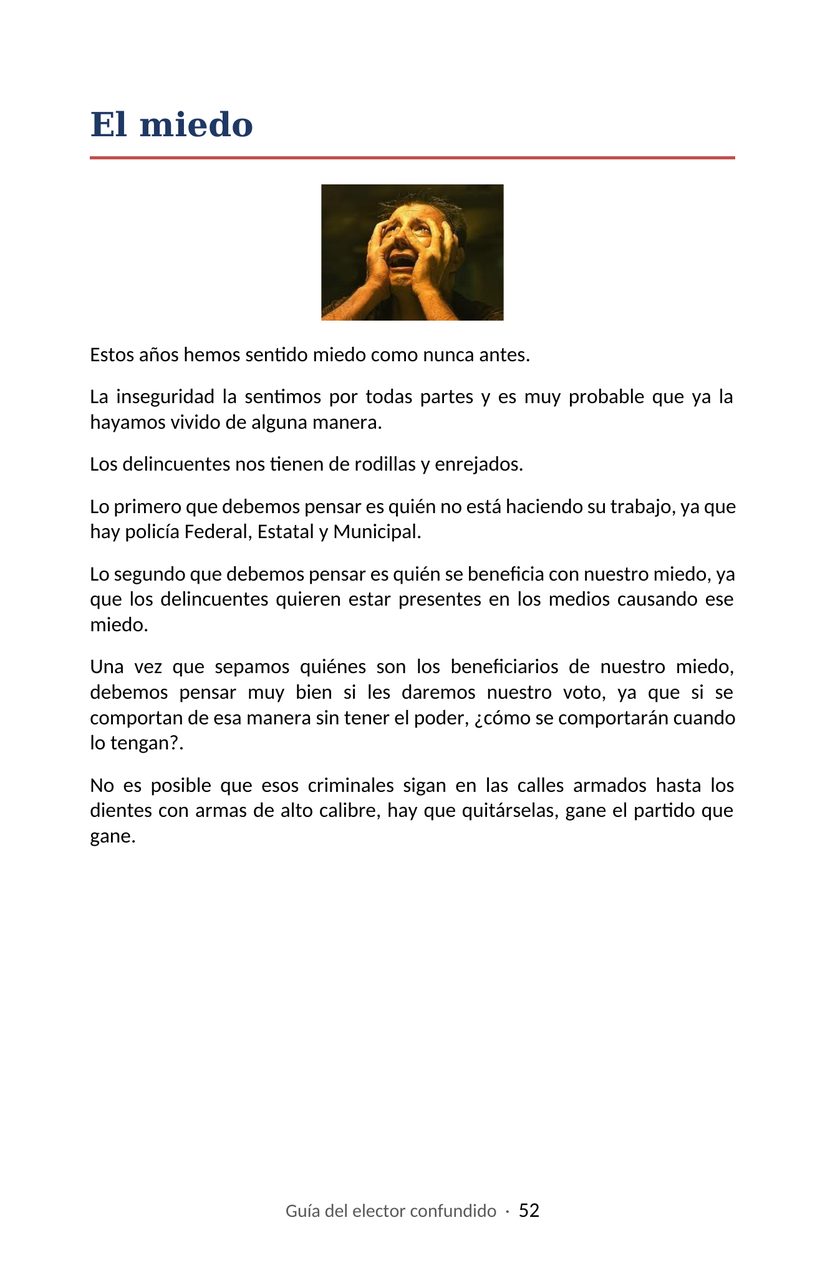 Hoja 52 de la Guía del elector confundido
