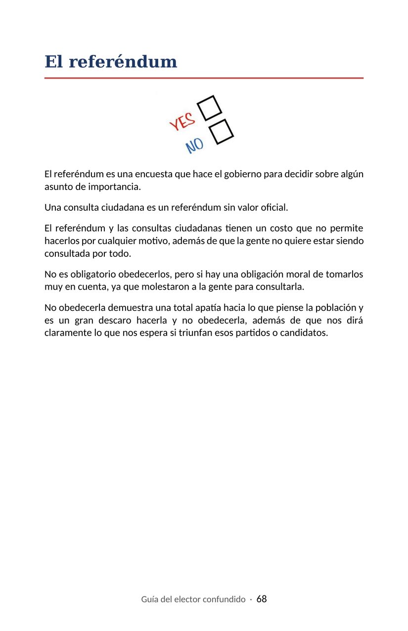 Hoja 68 de la Guía del elector confundido