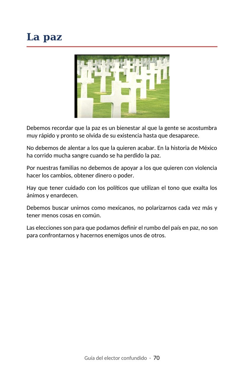 Hoja 70 de la Guía del elector confundido