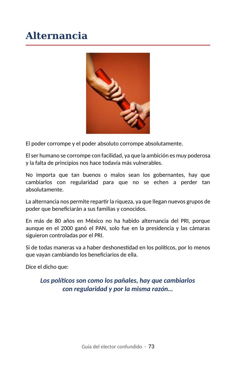 Hoja 73 de la Guía del elector confundido